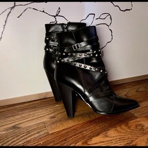 Leather Studded ankle boots